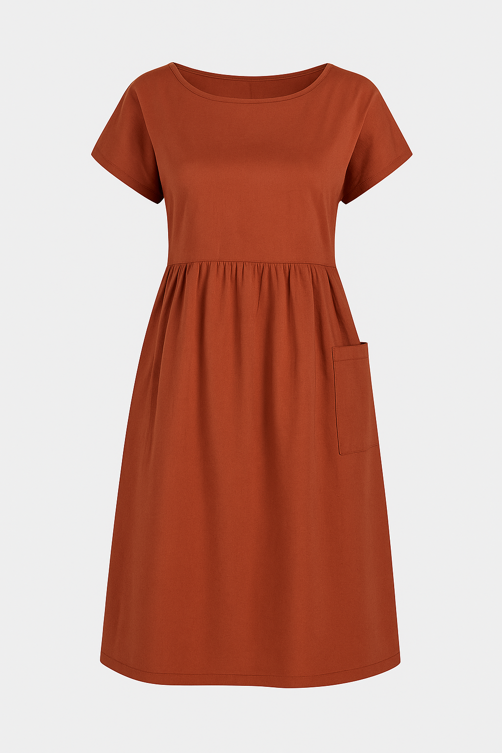 Vestito Estivo Donna Casual con Tasche, Abito Lungo Morbido in Cotone per Spiaggia - Marrone ruggine - casual cute summer dress donna Dresses estivo female dress tasche vestito vestito estivo - Concept Palermo