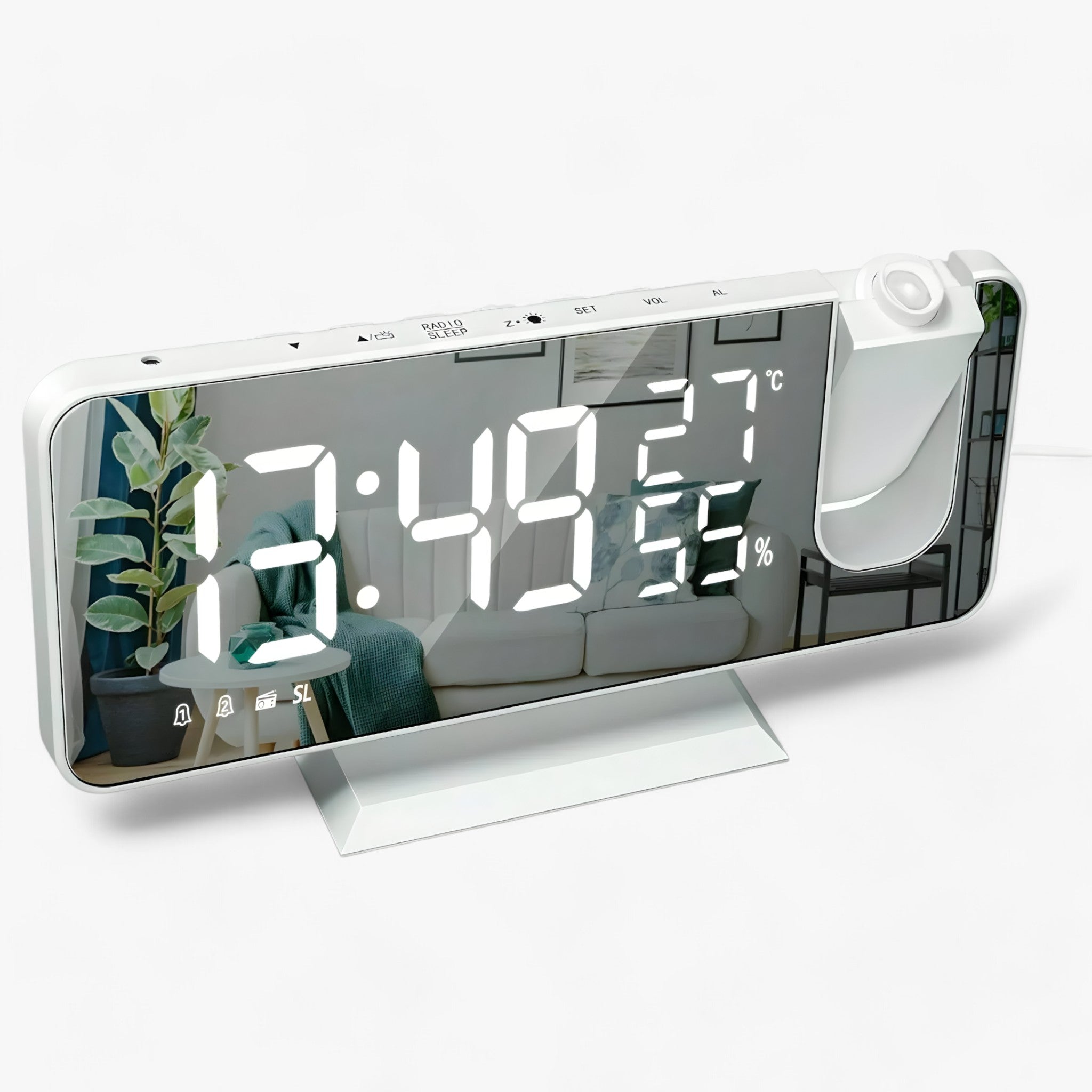 Sveglia Intelligente - Radio FM e Display LED con Proiezione dell'Ora a 180° - Bianco - clocks dell display gadgets intelligente proiezione radio sveglia sveglia intelligente - Concept Palermo