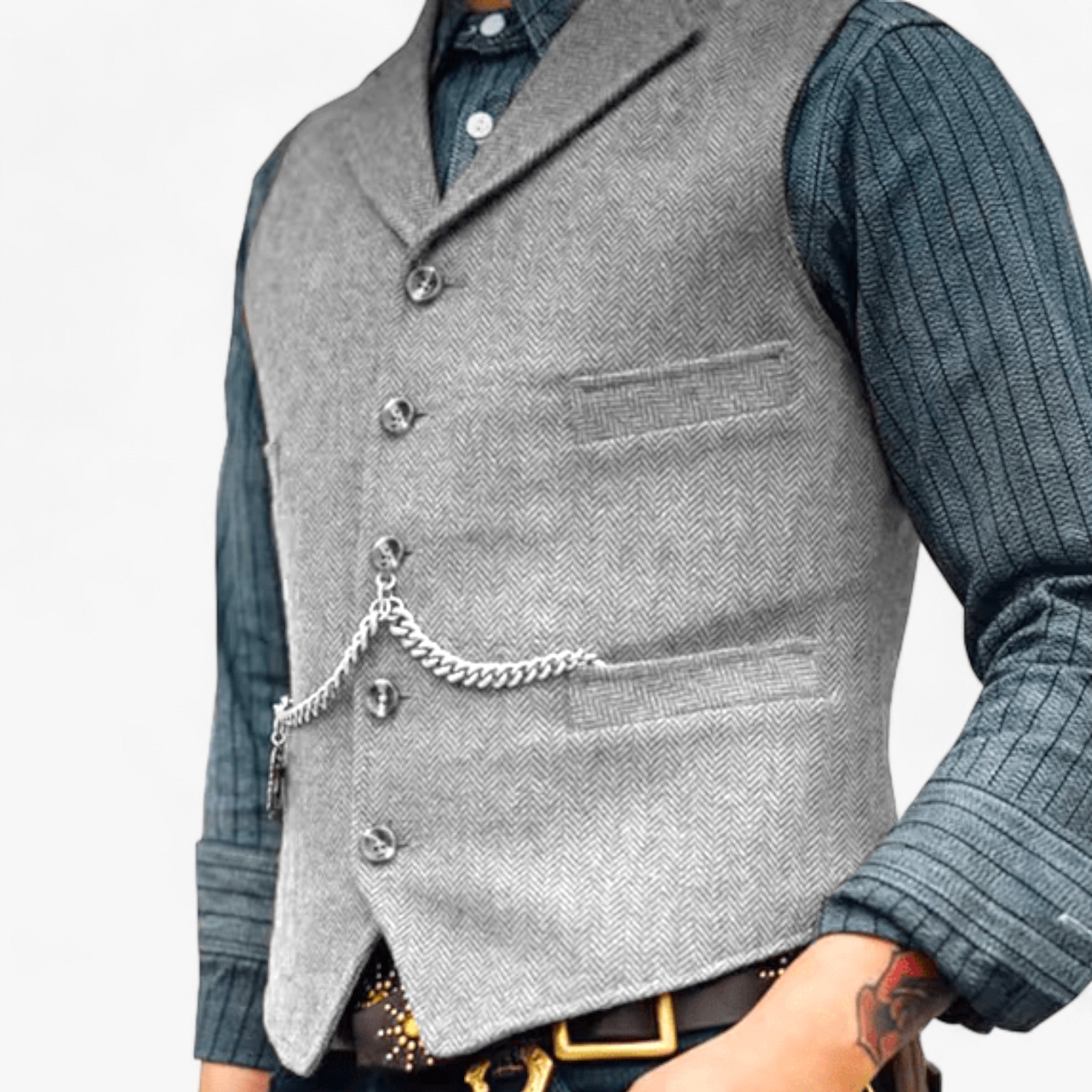Gilet business in ottone - Eleganza senza tempo Lana Uomo - Colore argento - business eleganza gilet gilet business lana men's coats & jackets ottone tempo - Concept Palermo