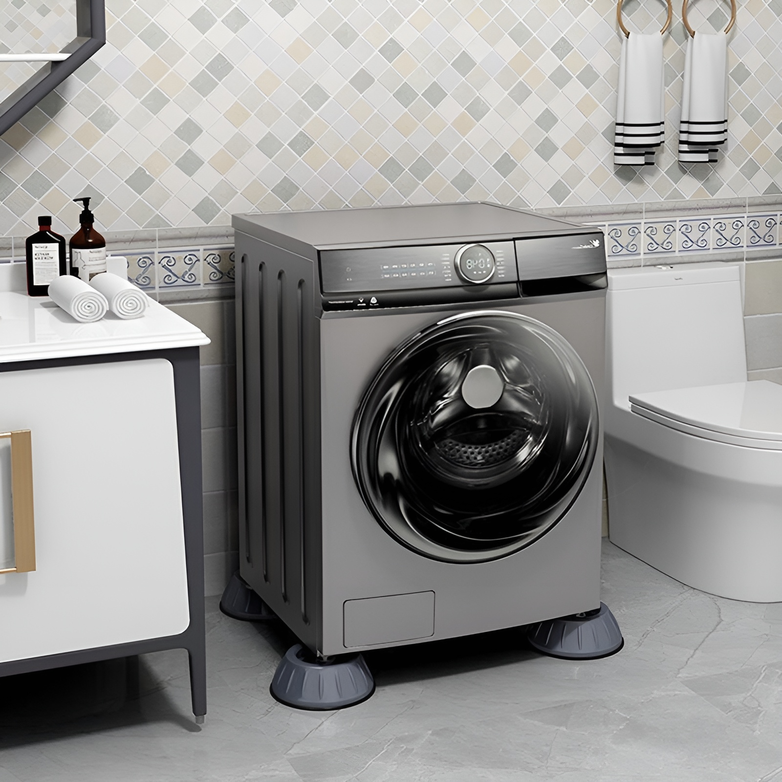 Piedini Antivibranti Universali in Gomma per Lavatrice e Asciugatrice (Set 8 pezzi) - - antivibrante dryer accessories home & garden lavatrice supporto supporto antivibrante uomo washer accessories - Concept Palermo