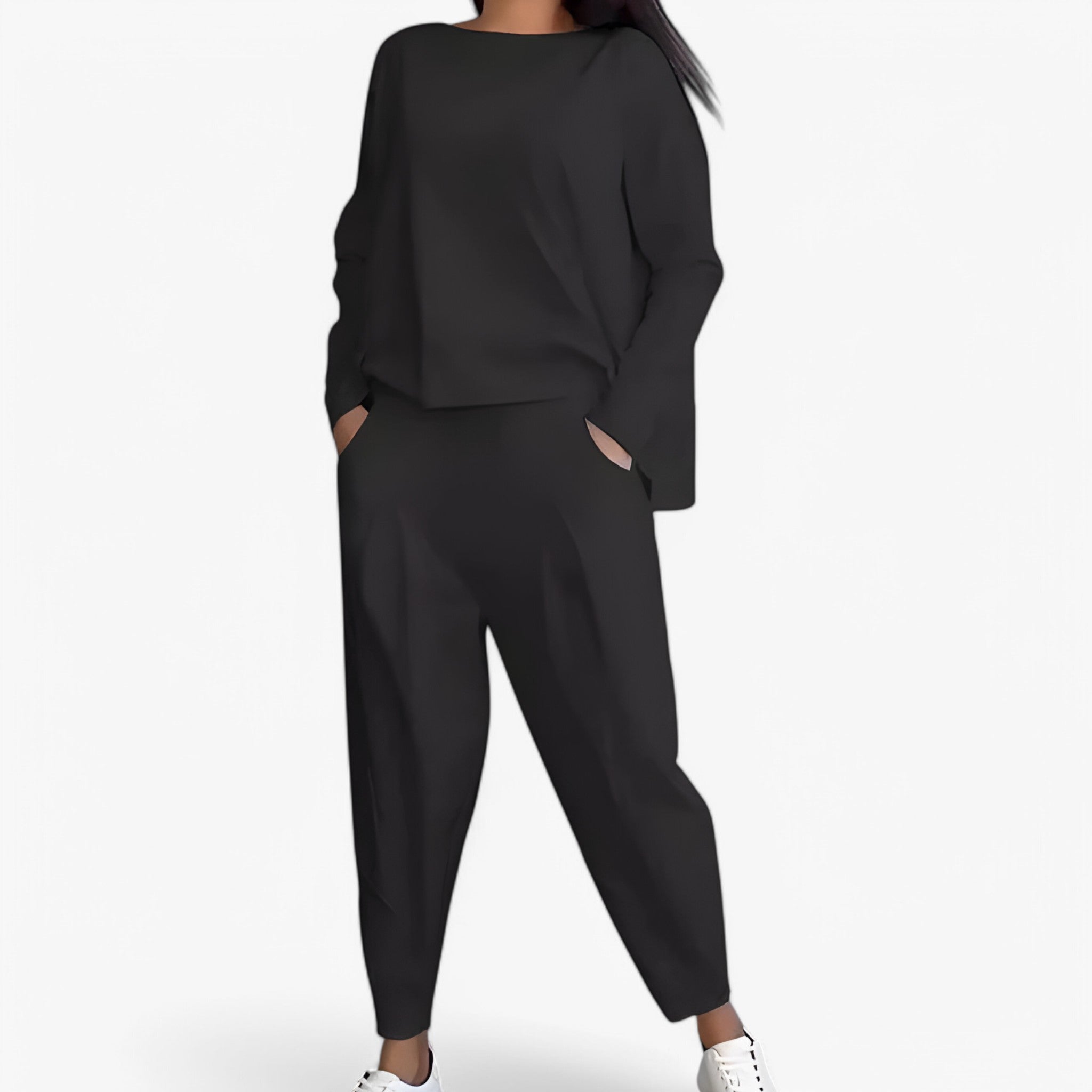 Set di pantaloni della tuta - Accogliente e alla moda Donna - Nero - accogliente alla donna moda outfit sets pantaloni pantaloni tuta tuta - Concept Palermo