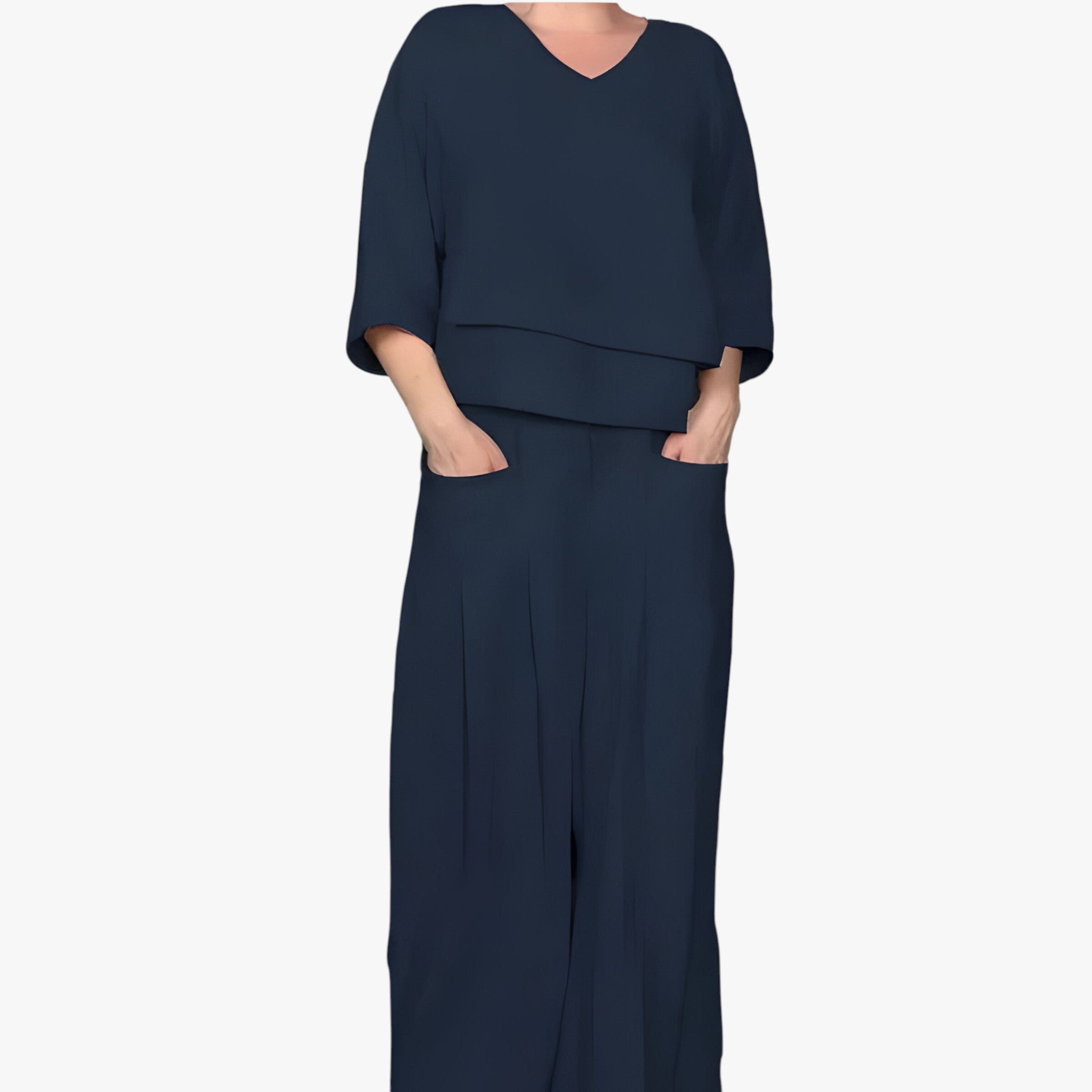 Conjunto de dos piezas para mujer en poliéster elegante - Varios colores y tallas