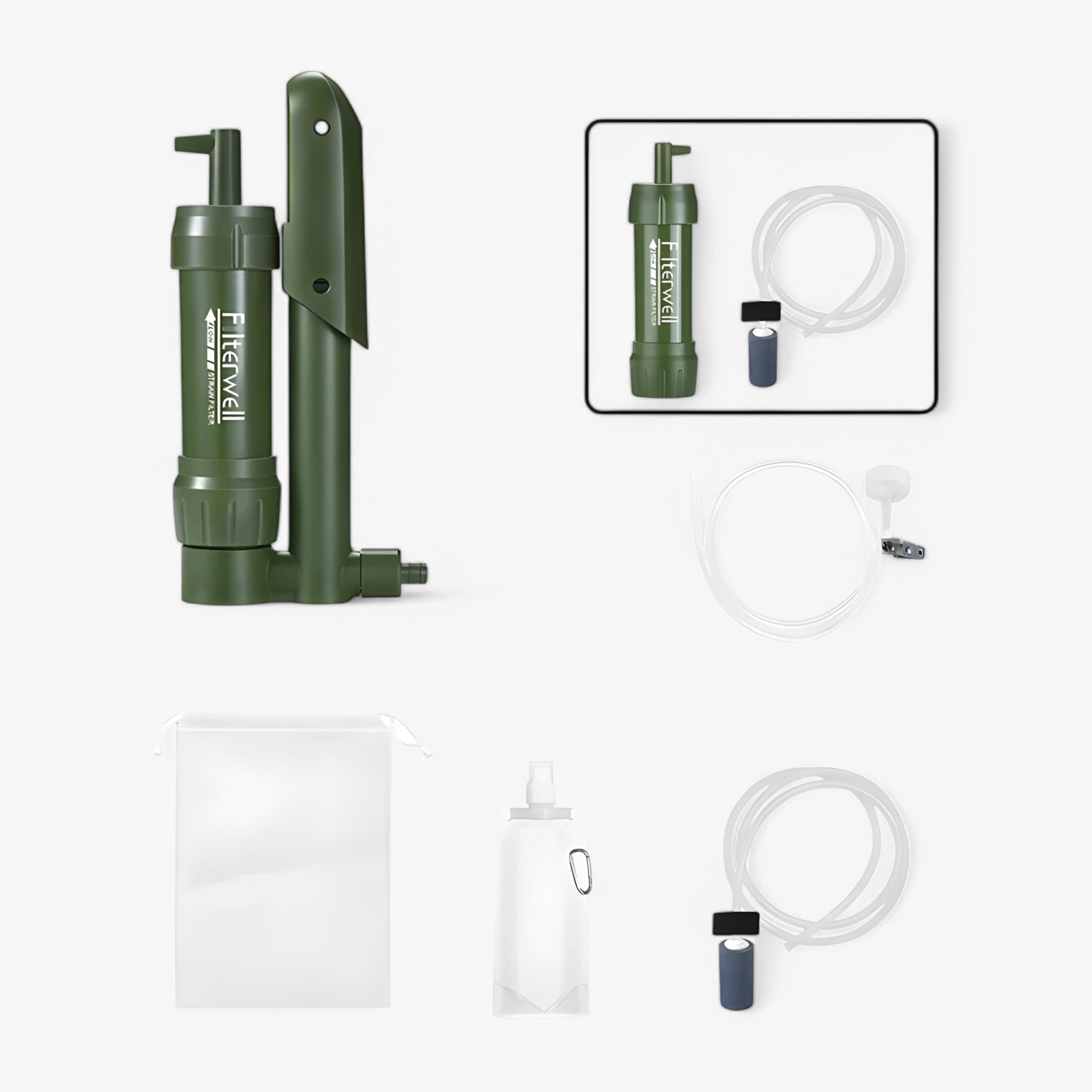 Pompa a Mano Portatile per Filtrare l'Acqua - Purificatore di Bevande Compatto Uomo - Set completo con elemento - acqua bevande compact waterfilter compatto draagbare waterfilter drinkwater purifier filtrare filtratie systeem handpomp waterfilter home & garden kampeeraccessoires lichtgewicht waterfilter mano noodwaterfilter outdoor survival uitrusting pompa pompa mano - Concept Palermo