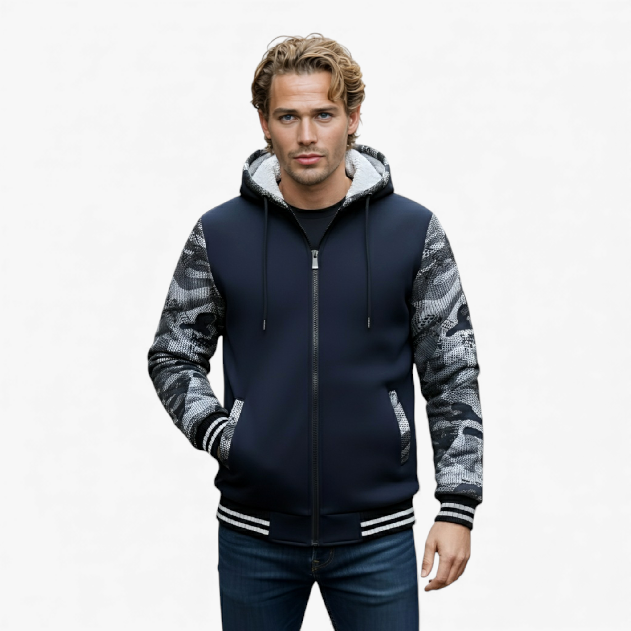 Giacca Invernale Uomo Con Cappuccio Pile - - abbigliamento sportivo cappuccio giacca giacca calda giacca casual giacca con cappuccio giacca da uomo giacca in pile giacca invernale giacca per attività all'aperto giubbotti da uomo invernale pile pile morbido uomo - Concept Palermo