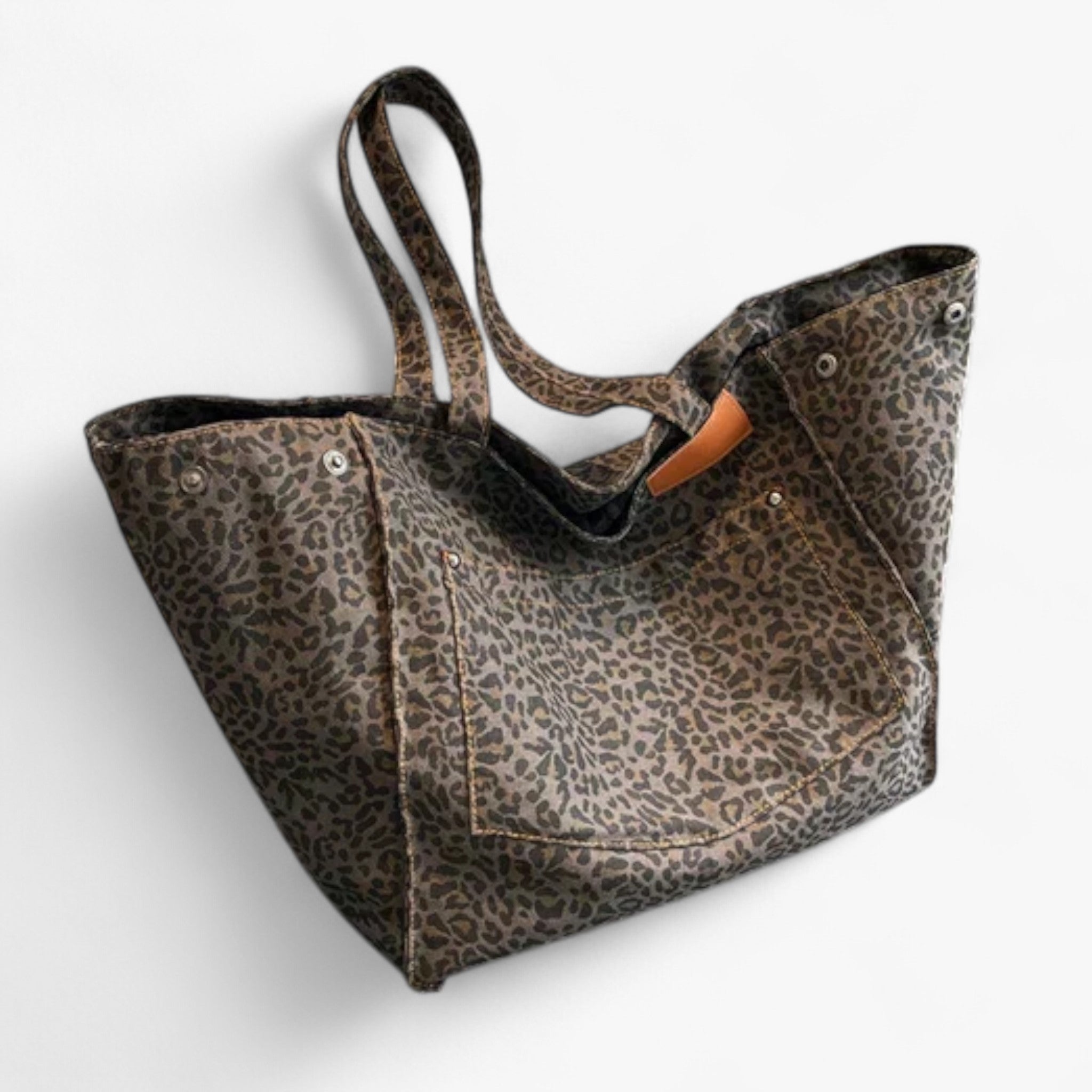 Savannah - grande borsa da tela oversize con stampa leopardata Donna - Nero - bag bags borsa donna handbags leopardata oversize savannah stampa tela women Women's handbags - Concept Palermo