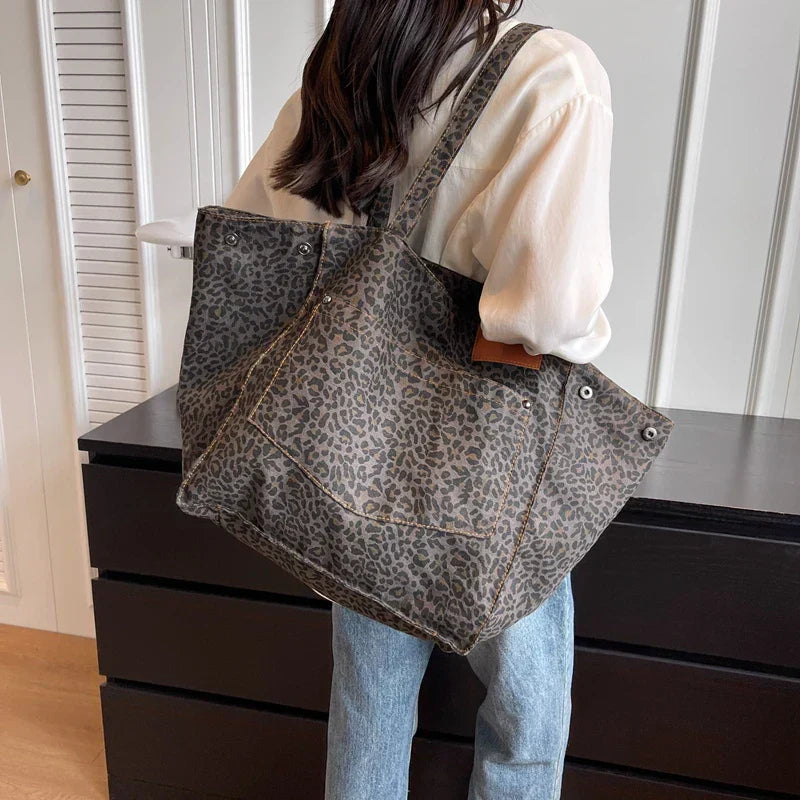 Savannah - grande borsa da tela oversize con stampa leopardata Donna - - bag bags borsa donna handbags leopardata oversize savannah stampa tela women Women's handbags - Concept Palermo