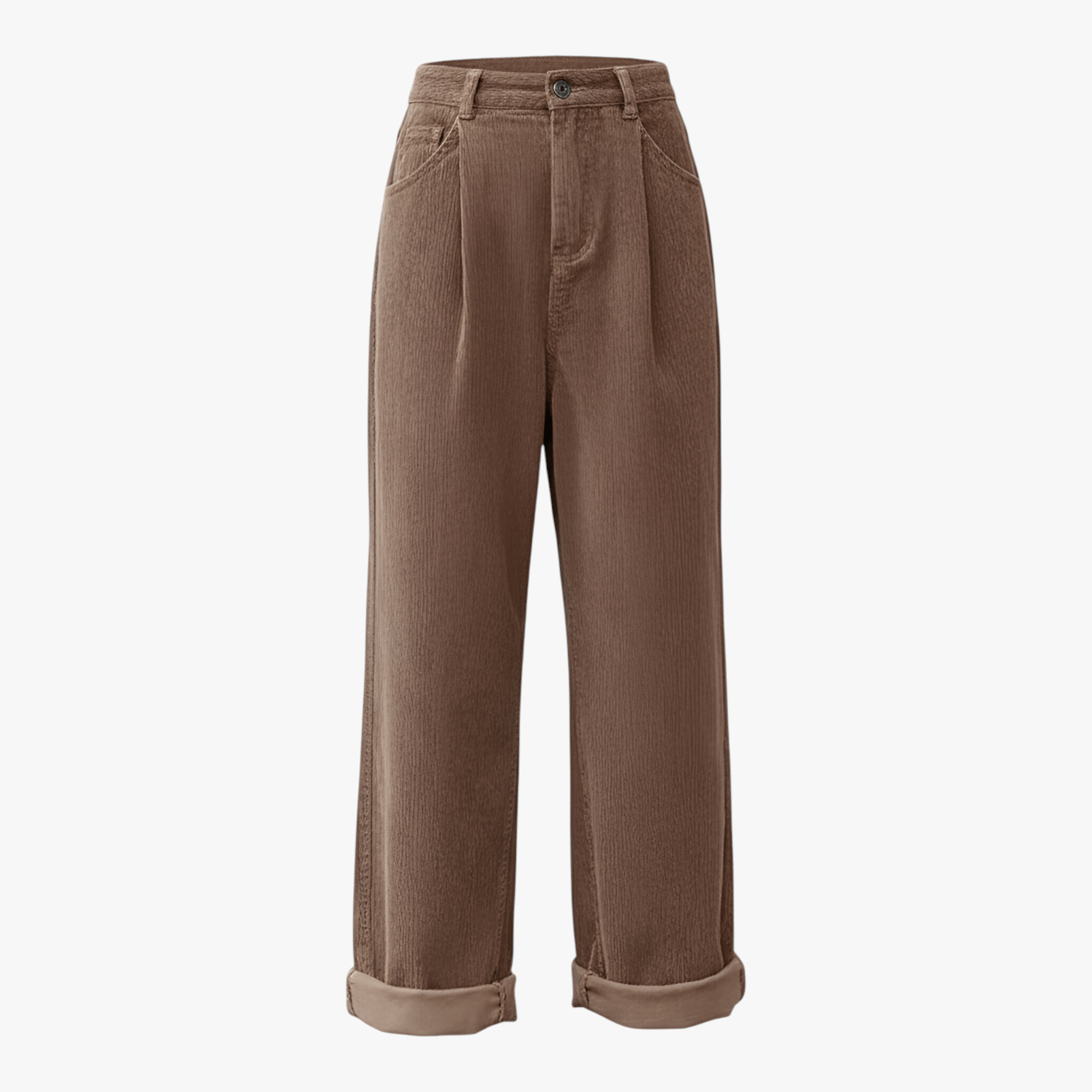 Pantaloni Donna Vintage Vita Alta - Marrone - abbigliamento casual alta donna pantaloni pantaloni alta vita pantaloni cinque tasche pantaloni donna pantaloni eleganti pantaloni in corda pants stile versatile vintage vita - Concept Palermo