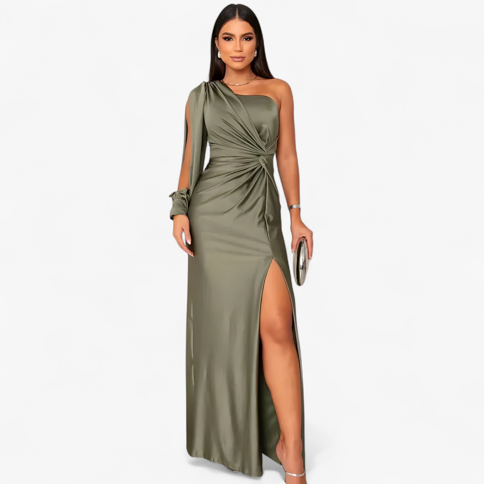 Vestito Midi da Donna in Raso Elegante, Abito da Cerimonia o Serale