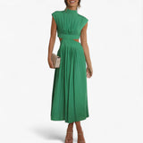 Elegante damesjurk met hoge hals en lange mouwen - casual winterjurk