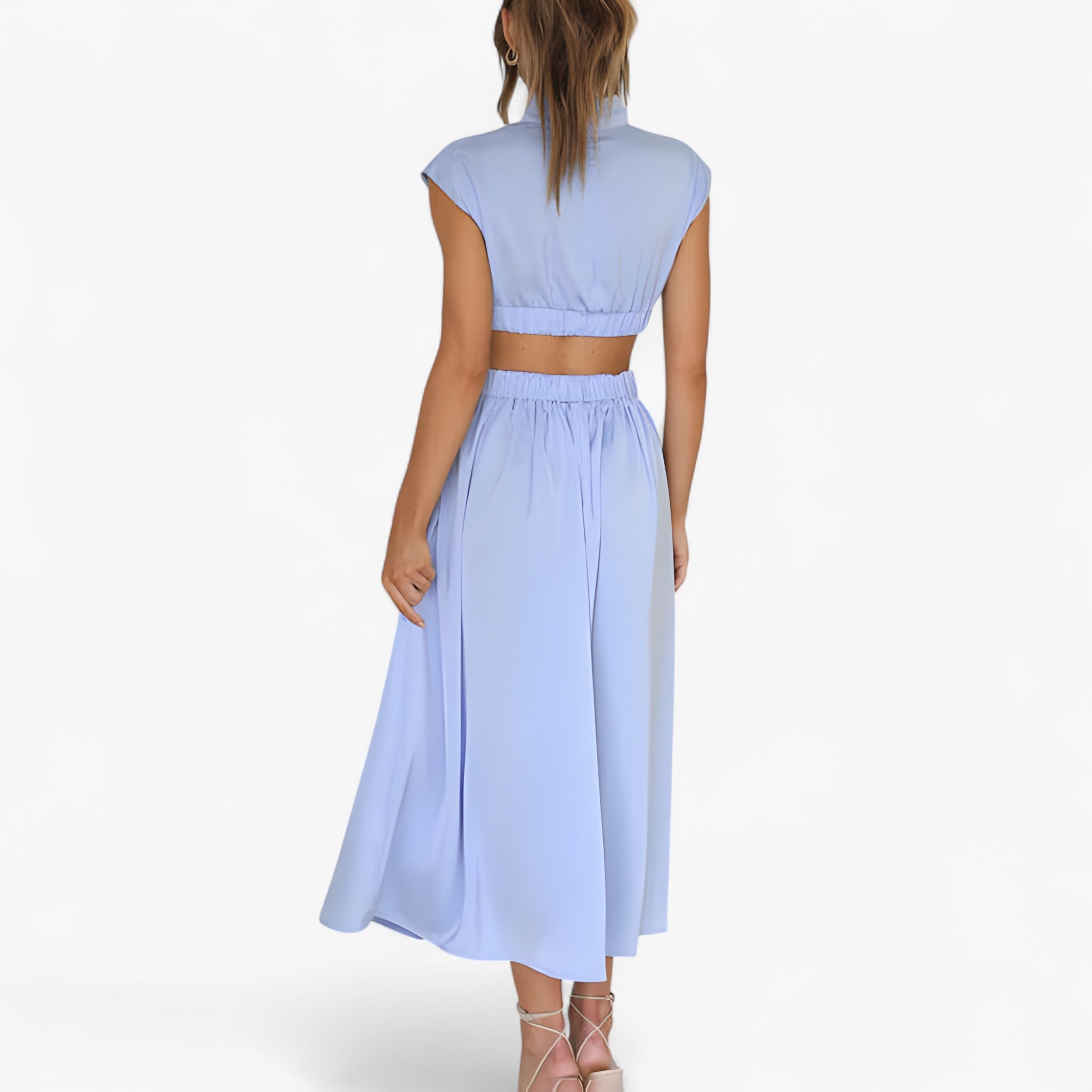 Vestito Donna Elegante a Collo Alto Manica Lunga - Abito Casual Invernale - - donna dresses scollo vestito vestito scollo - Concept Palermo
