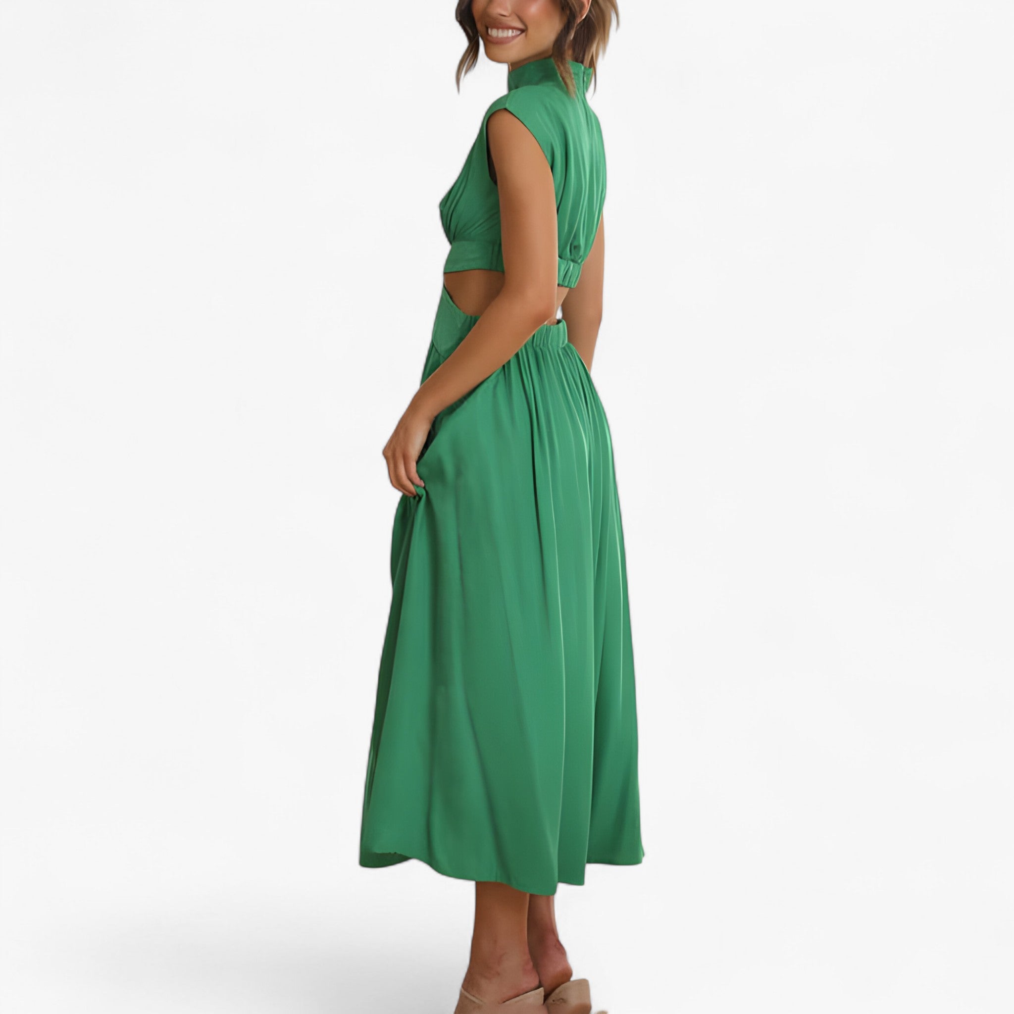 Vestito Donna Elegante a Collo Alto Manica Lunga - Abito Casual Invernale - - donna dresses scollo vestito vestito scollo - Concept Palermo