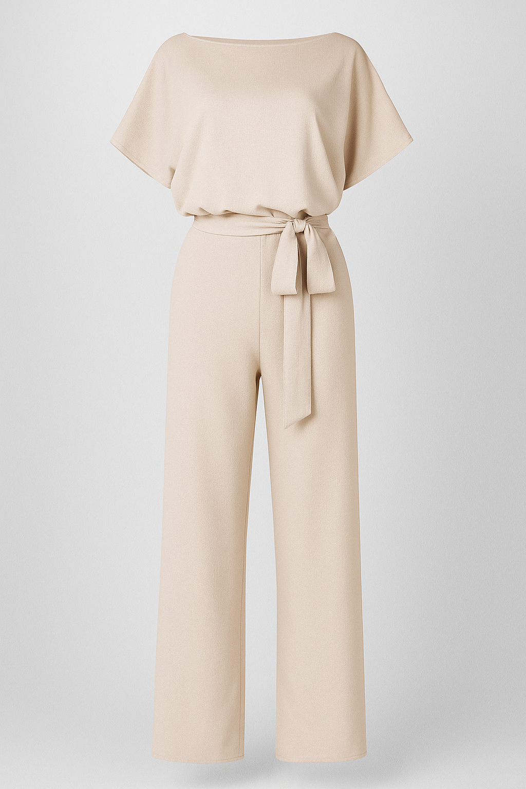 Tuta da donna con pantalone aderente e maniche fluide - Beige - aderente donna fluide maniche one-pieces pantalone simple-and-stylish-jumpsuit-ai tuta tuta donna - Concept Palermo