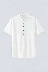 Lichtgewicht linnen overhemd voor heren met korte mouwen, slim fit, ademend voor de zomer