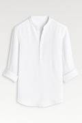 Camisa ligera de lino para hombre, transpirable, manga larga