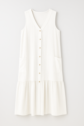 Abito da spiaggia senza maniche in tessuto fluido Donna - Bianco - abito abito spiaggia cute summer dress donna dresses fashion fashion style: summer fluido Frauen Kleider Linen maniche Solid spiaggia Spring Summer SUMMER summer dress tessuto Women - Concept Palermo