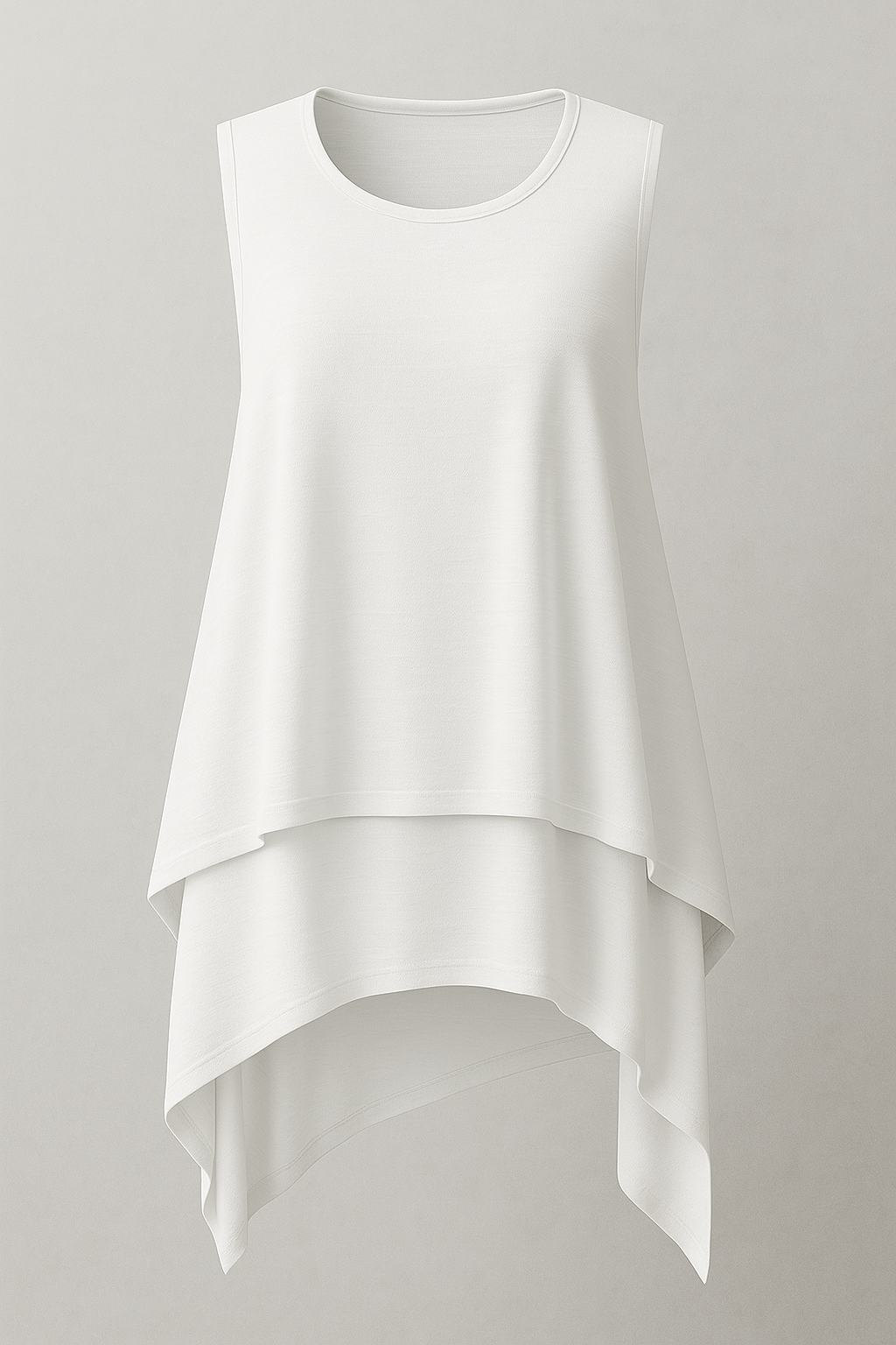 Top Donna Asimmetrico Fluido Nero Elegante Senza Maniche S-XL - Bianco - asimmetrica fluida maniche maniche asimmetrica women's top clothes - Concept Palermo