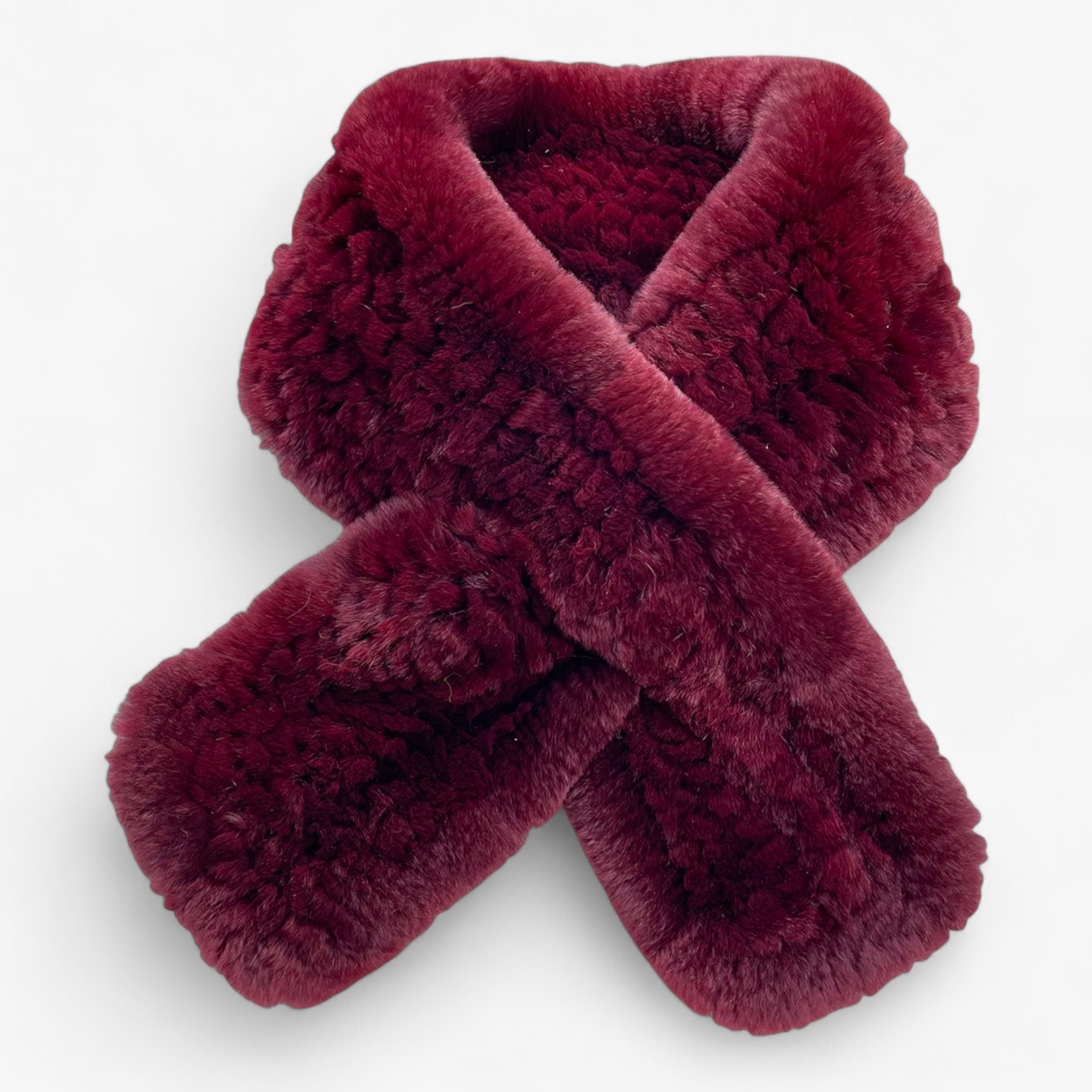 Sciarpa di Pelliccia per Donne - Vino Lunghezza 88cm - accessorio elegante donne moda invernale pelliccia pelliccia di coniglio rex sciarpa sciarpa calda sciarpa corta sciarpa di lusso sciarpa di pelliccia sciarpa invernale sciarpa naturale sciarpa pelliccia sciarpe - Concept Palermo