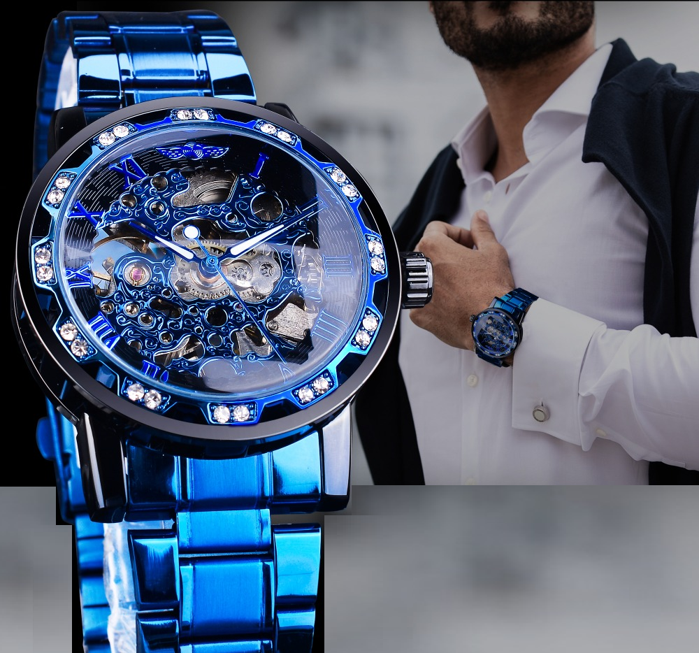 Orologio da uomo in acciaio color oro - Orologio da polso di lusso al quarzo con cinturino in acciaio regolabile